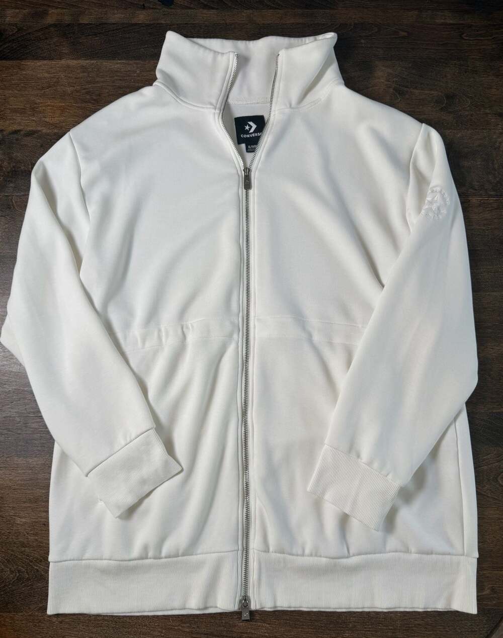 Converse Cream Color Full Zipper Women's Sweatshirt Jacket XL